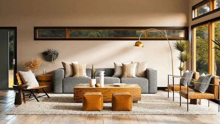 sala de estar com os moveis geométricos