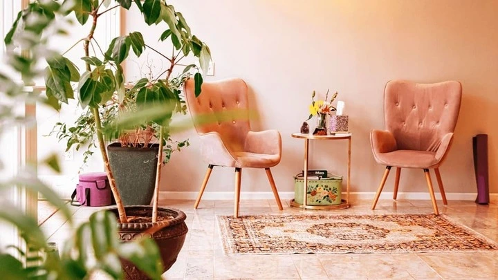 Sala de estar com estilo boho